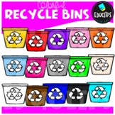 Colorful Recycle Bins Clip Art Set - EARTH DAY {Educlips Clipart}