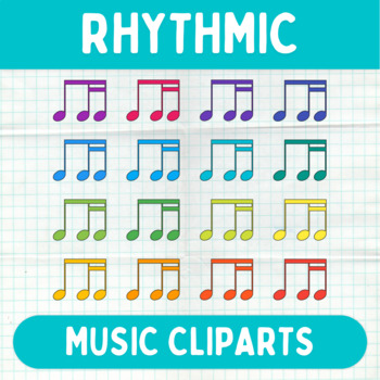 Preview of Colorful Rhythmic Notes Cliparts - Printable Music Graphics - Commercial Use