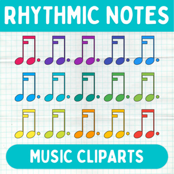 Preview of Colorful Rhythmic Notes Cliparts - Printable Music Graphics - Commercial Use