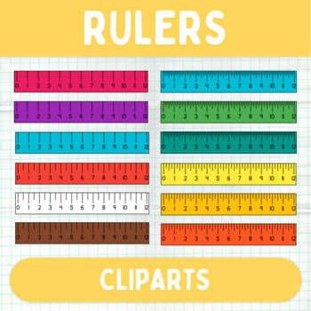 Preview of Colorful Rulers Cliparts - Printable Geometry Graphics - Commercial Use