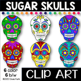 Colorful SUGAR SKULLS Clip Art