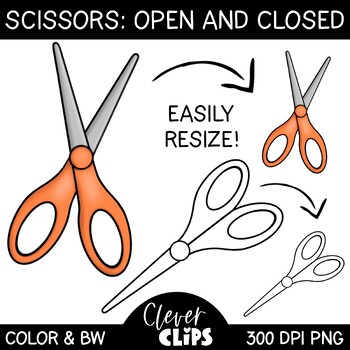 Colorful Scissors Clipart School Supplies Open & Closed Clip Art by ...