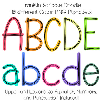 Colorful Scribble Doodle Letters Alphabet PNG Bulletin Board Letters