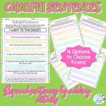 Preview of Colorful Sentences l Stretching Sentences l Collaborative Activity