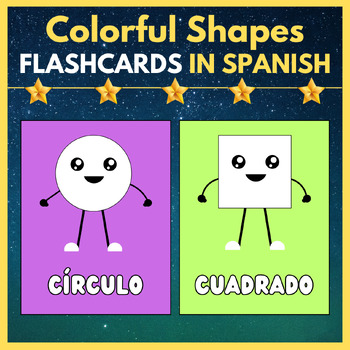 Colorful Shapes Flashcards, Geometry Learning In Spanish. Printable Posters