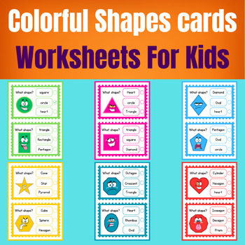 Preview of Colorful Shapes cards Worksheets For Kids.