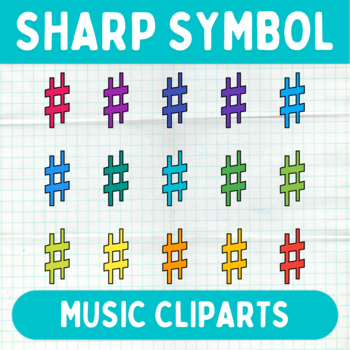 Preview of Colorful Sharp Symbol Cliparts - Printable Music Graphics - Commercial Use