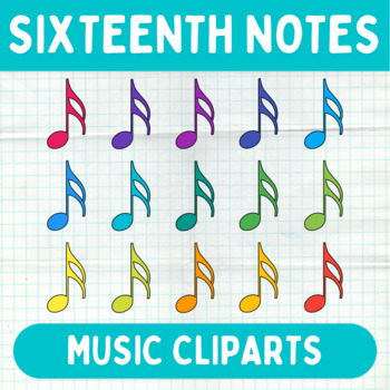 Preview of Colorful Sixteenth Notes Cliparts - Printable Music Graphics - Commercial Use