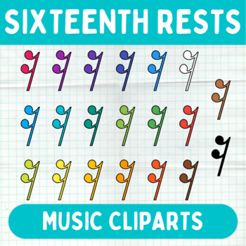 Preview of Colorful Sixteenth Rests Cliparts - Printable Music Graphics - Commercial Use