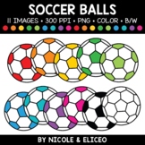 Colorful Soccer Ball Clipart + FREE Blacklines - Commercial Use