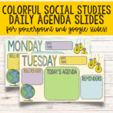 Colorful Social Studies Agenda Slideshow Template for PPT 