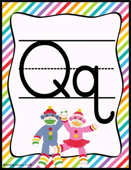 Colorful Sock Monkey Theme Print Alphabet Posters *including Spanish ...
