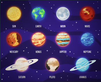 Preview of Colorful Solar System, Planets, Universe Clipart - PDF ONLY!