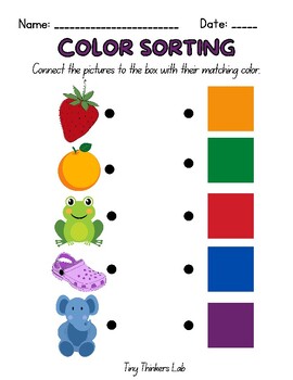 Colorful Sort & Match Worksheet: A Tiny Thinkers Adventure by Tiny ...