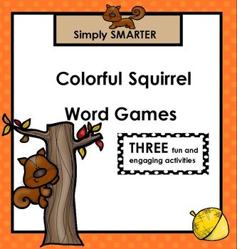 Preview of Colorful Squirrel Word Games:  SMARTBOARD Color Word Games