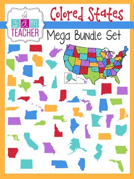 Preview of Colorful States & US Maps: Mega Bundle Clip Art Set