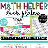 Colorful Student Desk Plates with Upper Grade Math Helpers
