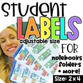 Colorful Student LABELS for Notebooks and Folders | 2x4 Si