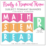 Colorful Subject Pennant Banners | EDITABLE | Fruity & Tro