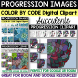 Colorful Succulents COLOR BY CODE Digital Progression Clip