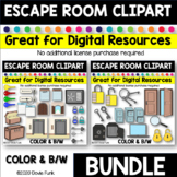 Digital Escape Room Clipart BUNDLE in Color and Black & White