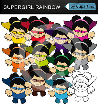 Colorful Supergirls Clipart Flying