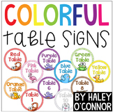 Colorful Table Signs