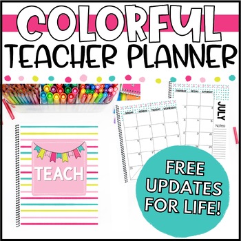 Preview of Bright & Colorful Teacher Planner  | Editable Teacher Binder 2023-2024