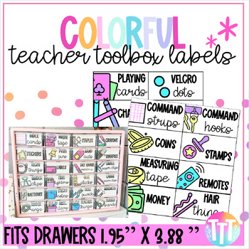Preview of Colorful Teacher Toolbox Labels