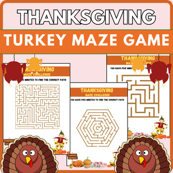 Preview of Colorful Thanksgiving Maze Game Challenge Activity