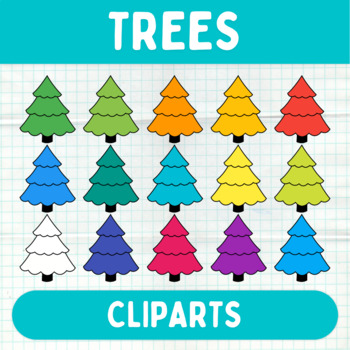 Preview of Colorful Trees Cliparts - Printable Tree Graphics - Commercial Use