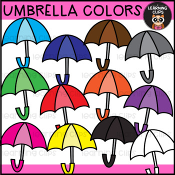 Colorful Umbrellas Clipart by Learning Clips | TPT