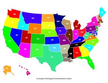 Preview of Colorful United States Map with state abbreviations