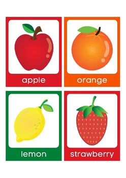 Preview of Colorful Vegetables and Fruit Word Cards