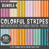 Colorful Vertical Stripes Patterned Digital Papers / Backg