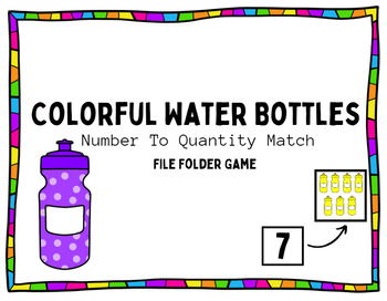 Preview of Colorful Water Bottles Number To Quantity Match File Folder Game  for Autism/MD