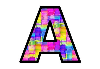 Preview of Colorful Watercolor Bulletin Board Letters, Classroom Décor, Alphabet
