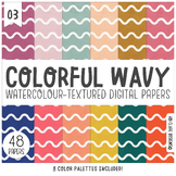 Colorful Wavy Patterned Digital Papers 3 : Rainbow | Paste