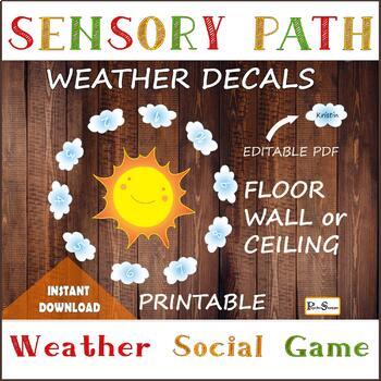 Preview of Editable Weather Floor Path, Printable Wall decals for Preschool, Kindergarten