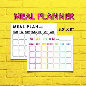 Colorful Weekly Meal Planner | Weekly Meal Planner | Weekly Meal Plan | PDF