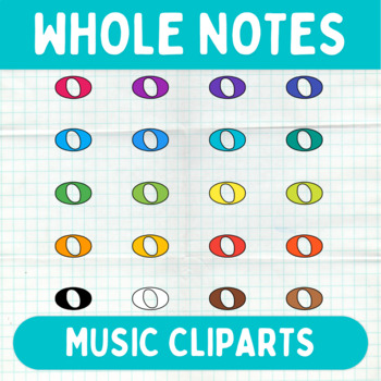 Preview of Colorful Whole Notes Cliparts - Printable Music Graphics - Commercial Use