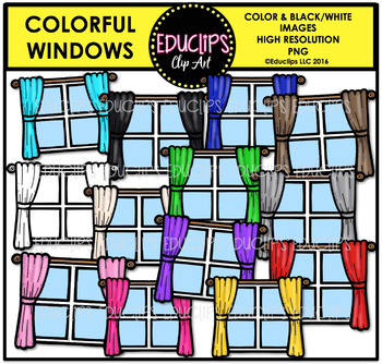 Preview of Colorful Windows Clip Art Bundle {Educlips Clipart}