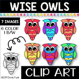 Colorful Wise Owls Clip Art