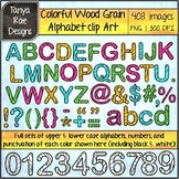Colorful Woodgrain Alphabet Digital Clip Art