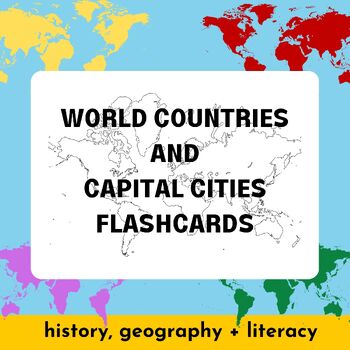 Preview of Countries of the world and Capital city Flashcards, Maps
