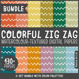 Colorful Zig Zag Patterned Digital Papers / Backgrounds Bundle