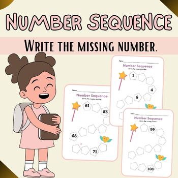 Preview of Colorful and Fun Number Sequence Math Worksheet for Kids - Number Patterns