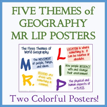 Preview of Colorful and Printable FIVE THEMES OF GEOGRAPHY (MR LIP) Mini-Posters - 11 x 17