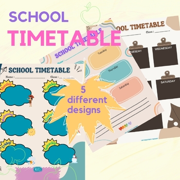 Preview of Colorful and customizable school timetable,Weekly Planner for Kids,SchoolPlanner