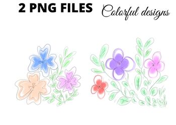 Preview of Colorful floral watercolor art clipart png